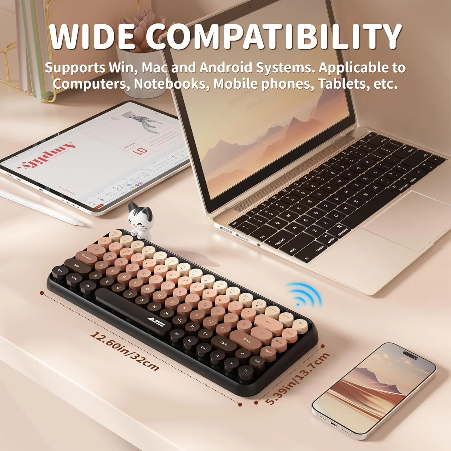 Ajazz 308I 84-Keys Bluetooth Wireless Membrane Keyboard (Bean Paste) - Image 6