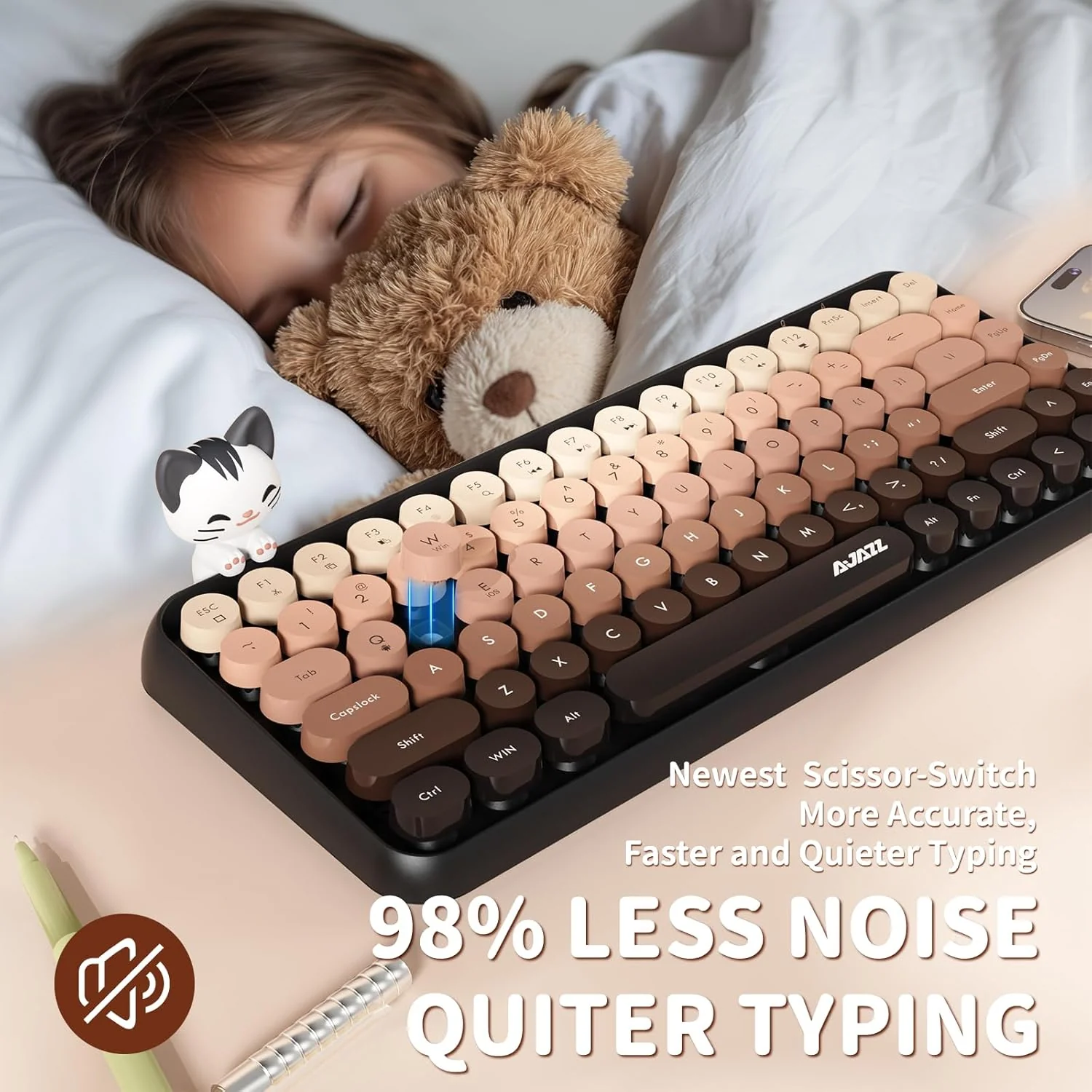 Ajazz 308I 84-Keys Bluetooth Wireless Membrane Keyboard (Bean Paste) - Image 8