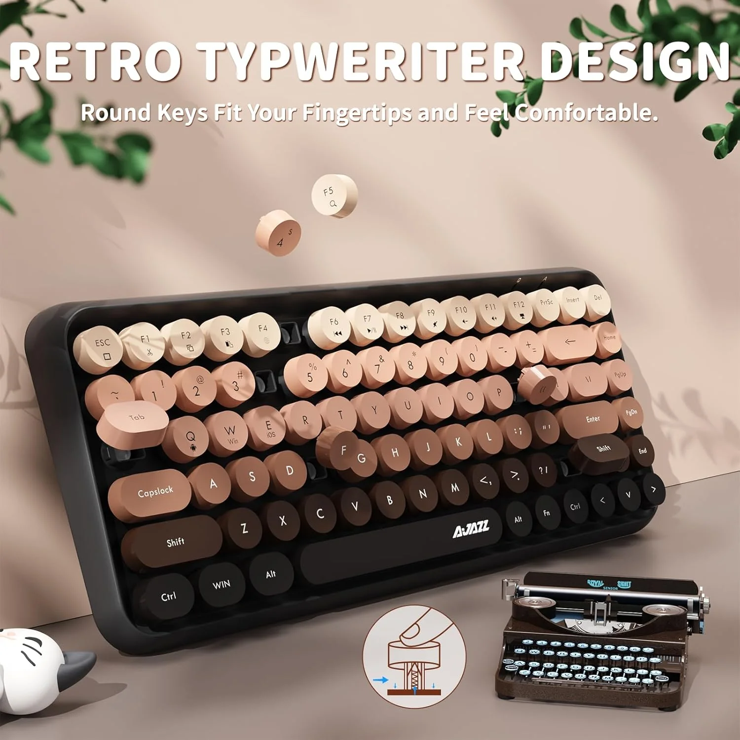 Ajazz 308I 84-Keys Bluetooth Wireless Membrane Keyboard (Bean Paste) - Image 9