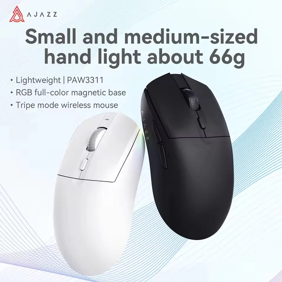 Ajazz AJ139 V2 MC Tri-Mode Gaming Mouse (Black, White) - Image 2