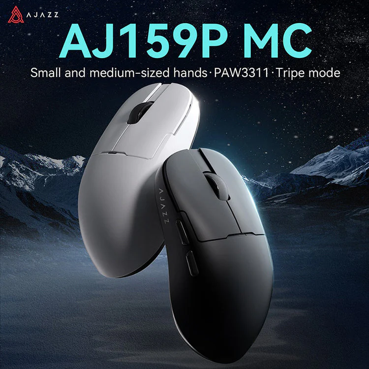 Ajazz AJ159P MC Tri-Mode Gaming Mouse (Black, White) - Image 2