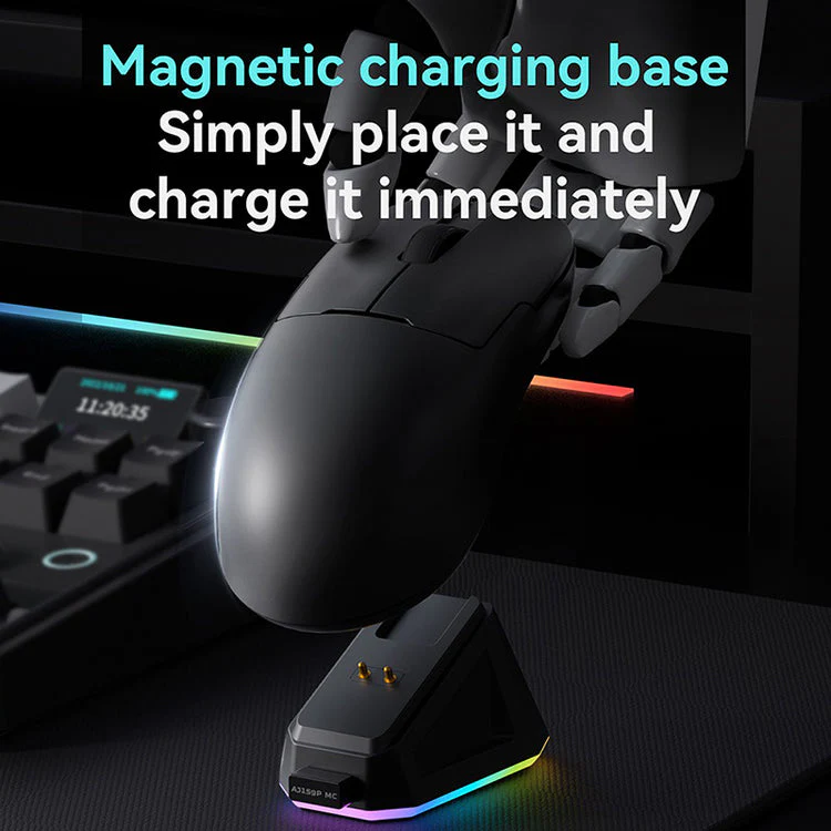 Ajazz AJ159P MC Tri-Mode Gaming Mouse (Black, White) - Image 4