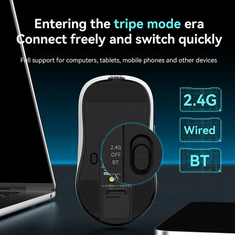 Ajazz AJ159P MC Tri-Mode Gaming Mouse (Black, White) - Image 5