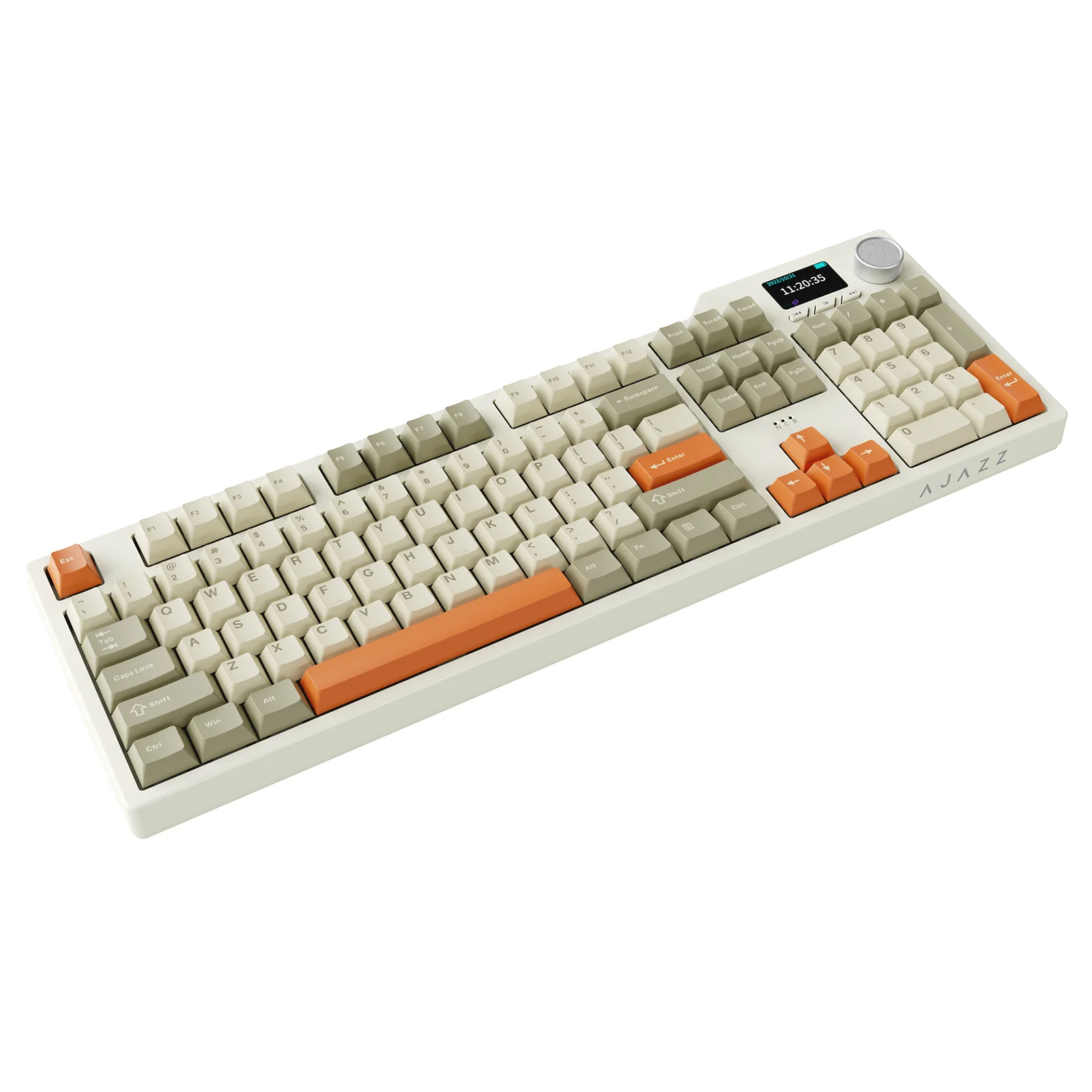 Ajazz AK35I V3 Max RGB Tri-Mode 100% 104-Keys Gasket-mounted Hot-Swappable Mechanical Keyboard with 1.14" TFT Display Screen & Knob (Grey/Cream/Orange) (Avocado Switch) - Image 6