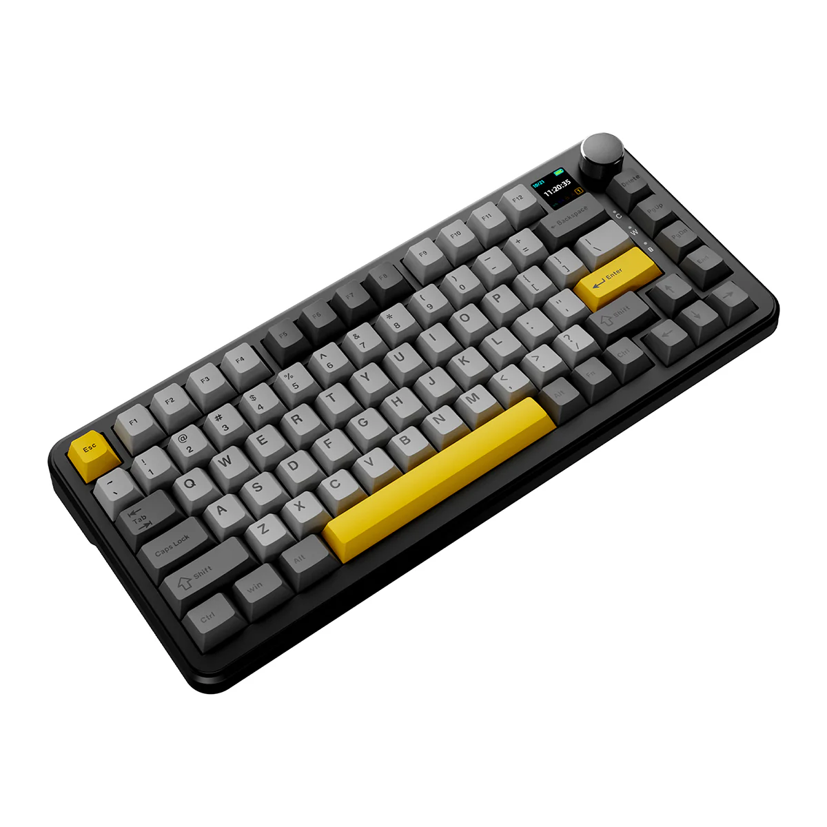 Ajazz AK820 Max RGB Tri-Mode 75% 81-Keys Gasket-mounted Hot Swappable Mechanical Keyboard with 1.14" TFT Display Screen & Knob (Black/Grey/Yellow) (Magnetic Switch) - Image 4