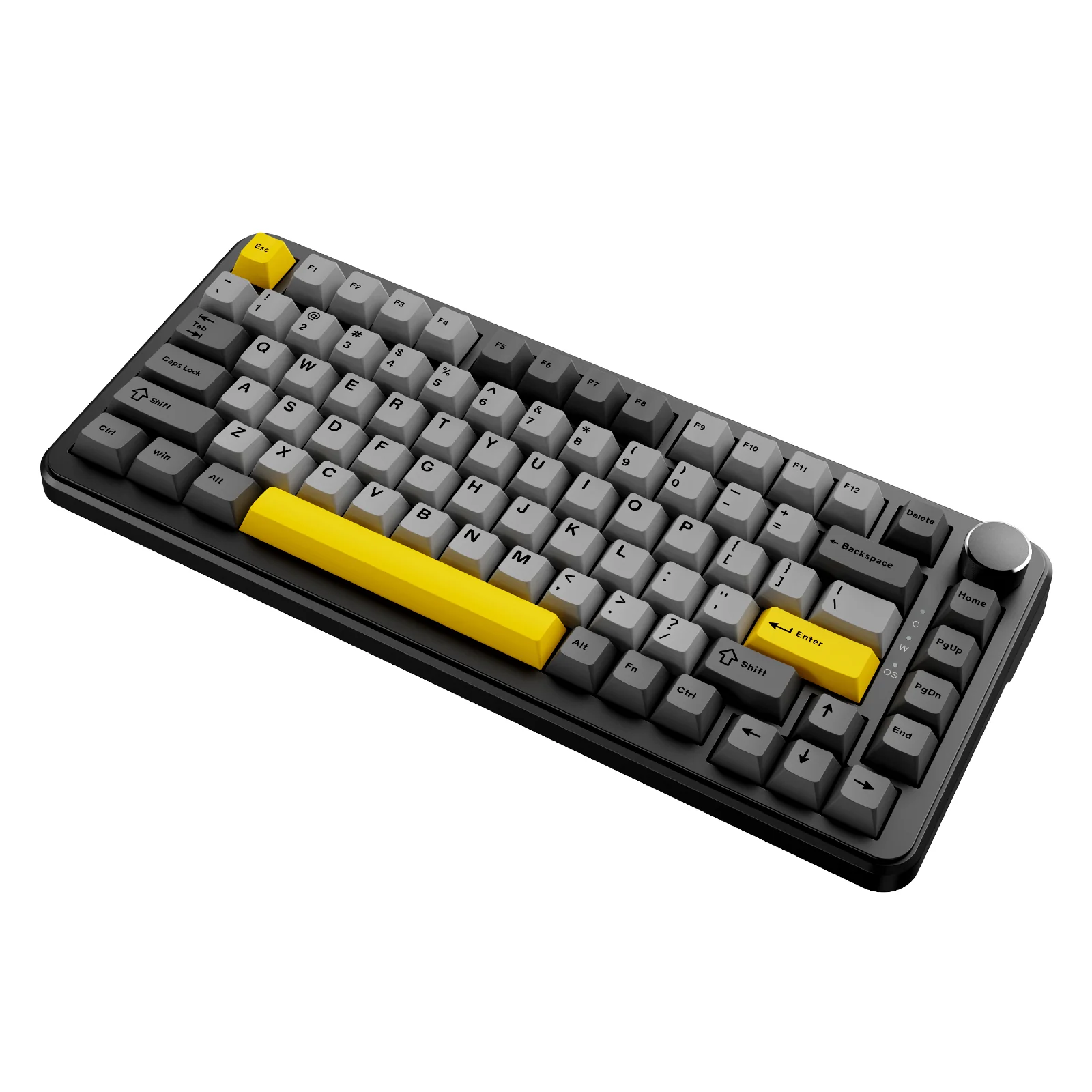 Ajazz AK820 Max RGB Wired 75% 82-Keys Gasket-mounted South Facing Hot Swappable Mechanical Keyboard Knob FR4 PCB (Black/Grey/Yellow) (Magnetic Switch) - Image 2