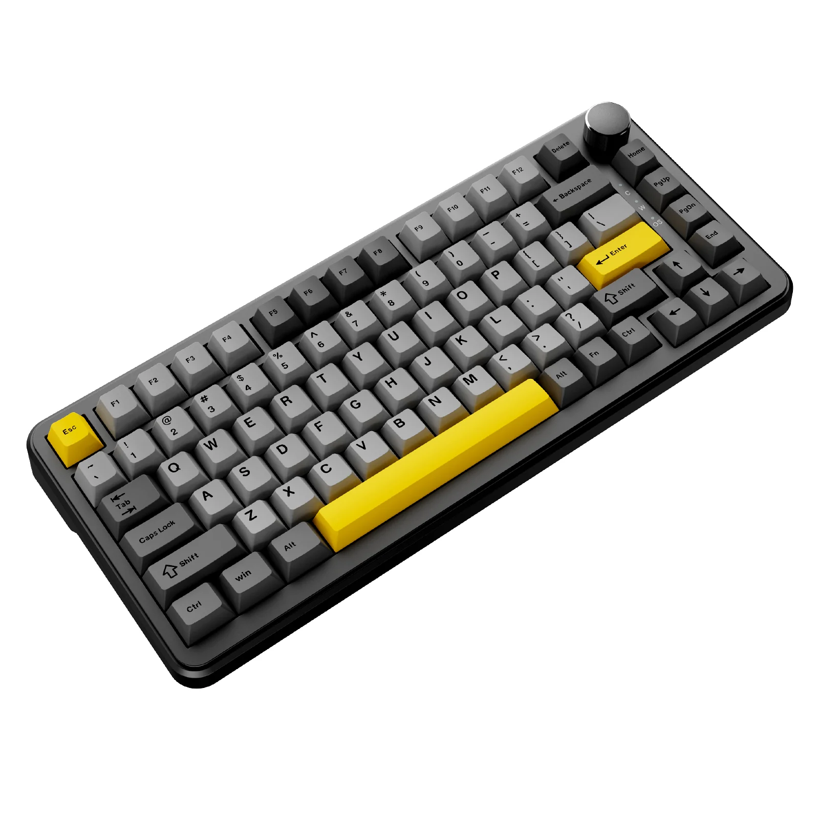 Ajazz AK820 Max RGB Wired 75% 82-Keys Gasket-mounted South Facing Hot Swappable Mechanical Keyboard Knob FR4 PCB (Black/Grey/Yellow) (Magnetic Switch) - Image 3