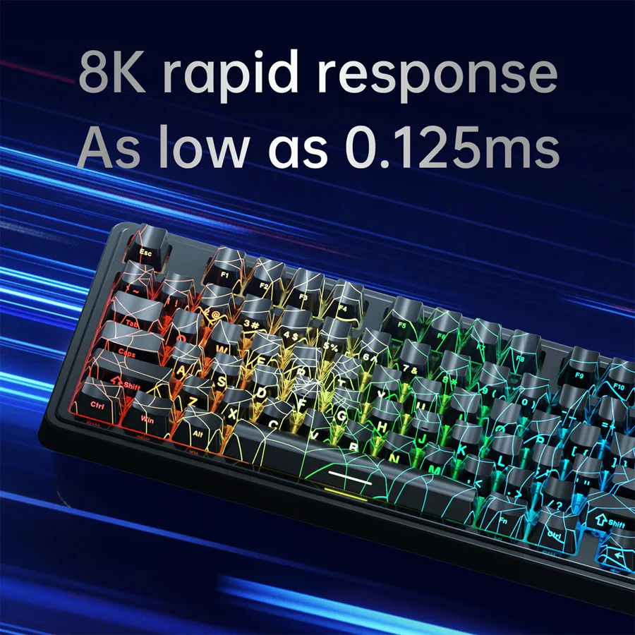 Ajazz AK980 Max RGB Wired 98-Keys Gasket-Mounted Hot-Swappable Mechanical Keyboard (Original Sublimation Spider Web Black) (King of Soldier Magnetic Switch) - Image 3