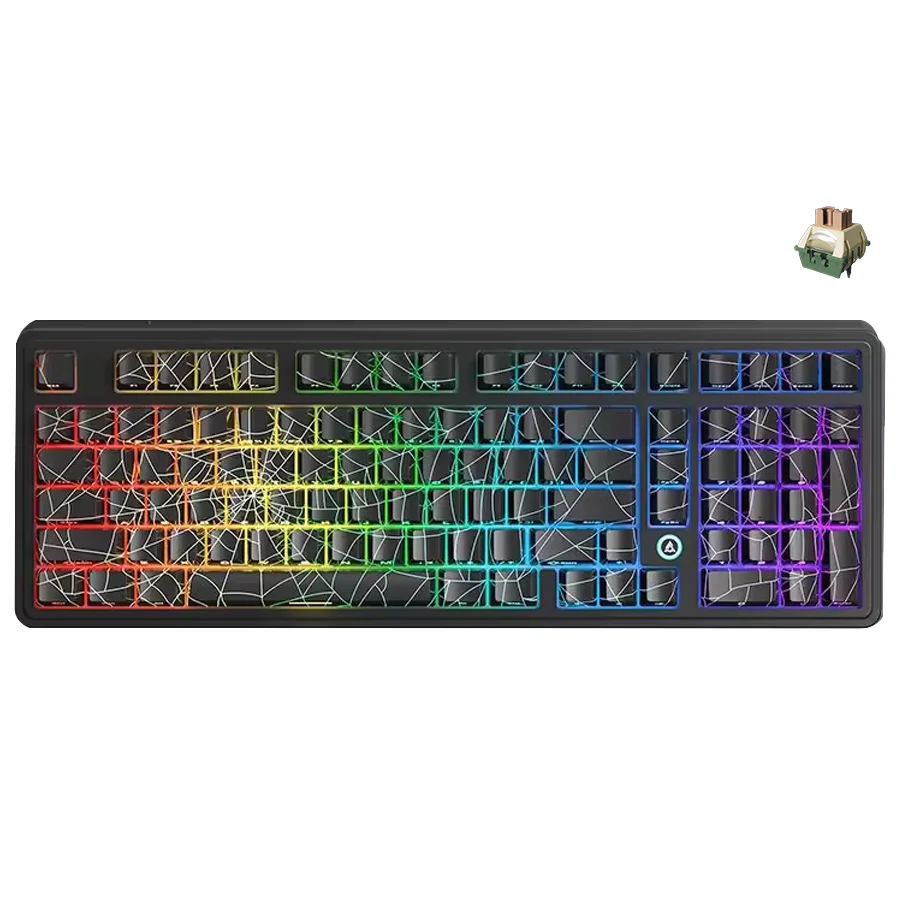 Ajazz AK980 Max RGB Wired 98-Keys Gasket-Mounted Hot-Swappable Mechanical Keyboard (Original Sublimation Spider Web Black) (King of Soldier Magnetic Switch) - Image 7