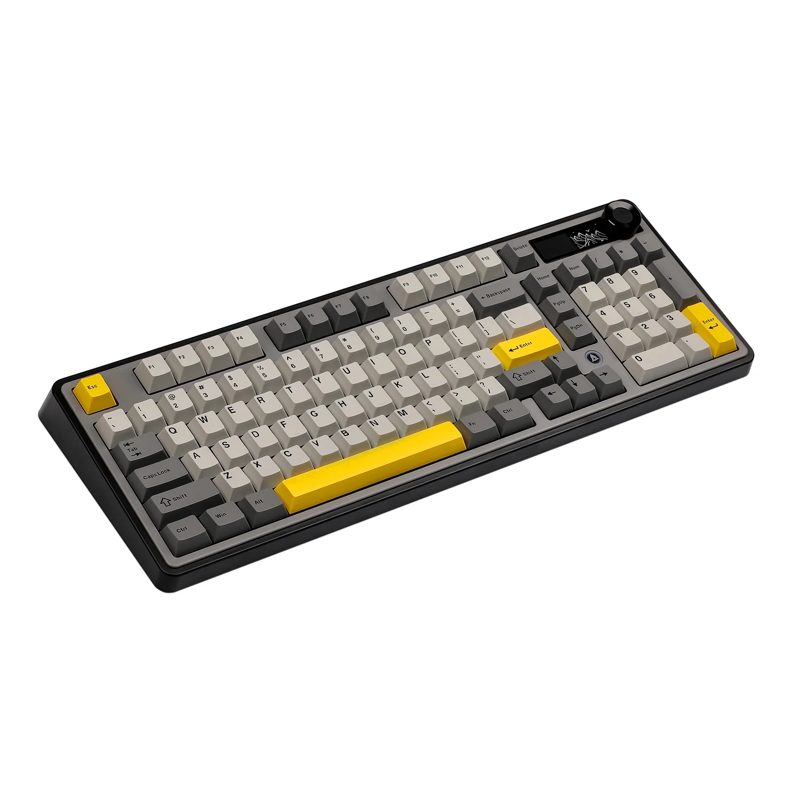 Ajazz AK980 RGB Tri-Mode 98% 97-Keys Gasket-Mounted Hot-Swappable Mechanical Keyboard with 1.14" TFT Display Screen & Knob (Black/Grey/Yellow) (Maillard Switch, Gift Switch V2) - Image 10