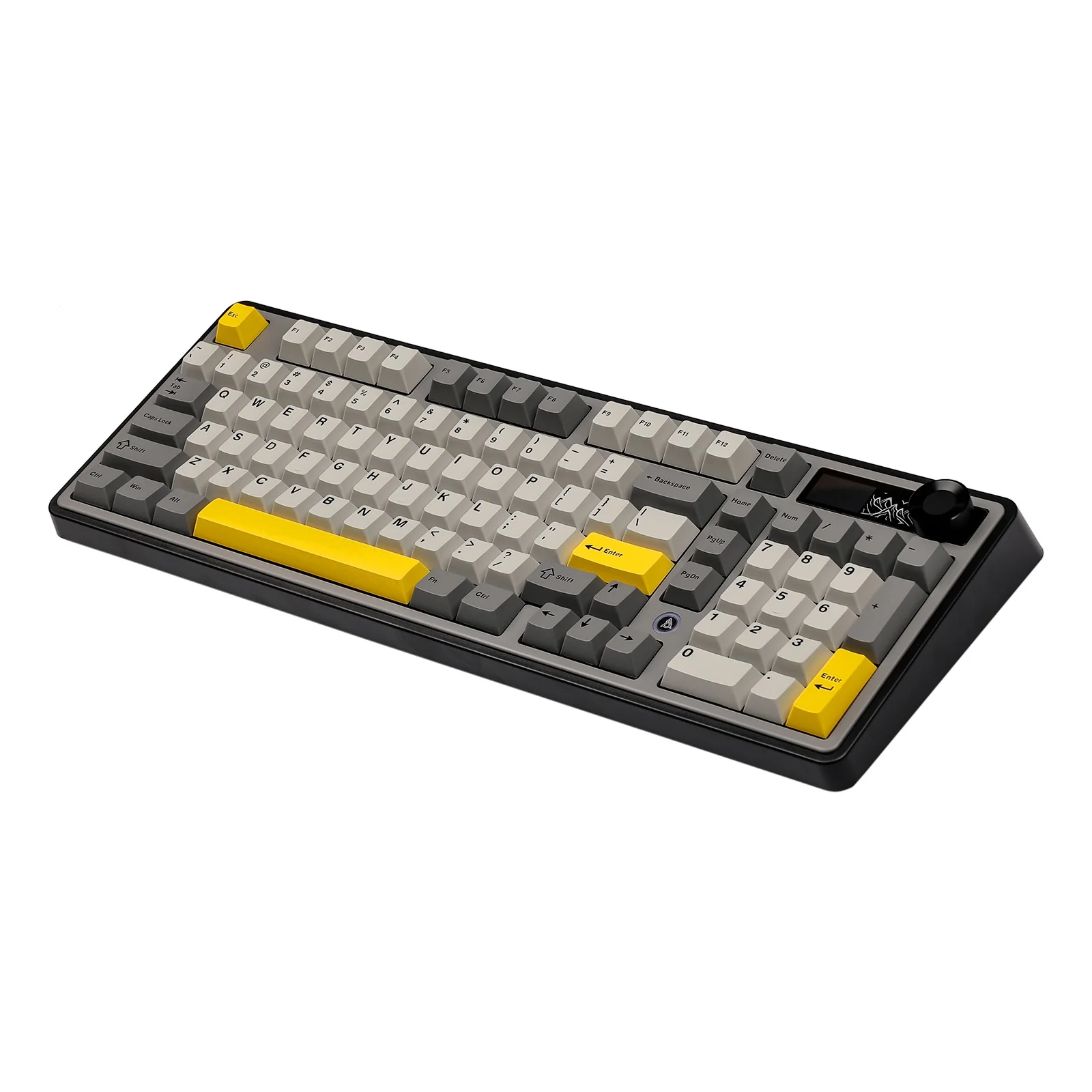 Ajazz AK980 RGB Tri-Mode 98% 97-Keys Gasket-Mounted Hot-Swappable Mechanical Keyboard with 1.14" TFT Display Screen & Knob (Black/Grey/Yellow) (Maillard Switch, Gift Switch V2) - Image 11