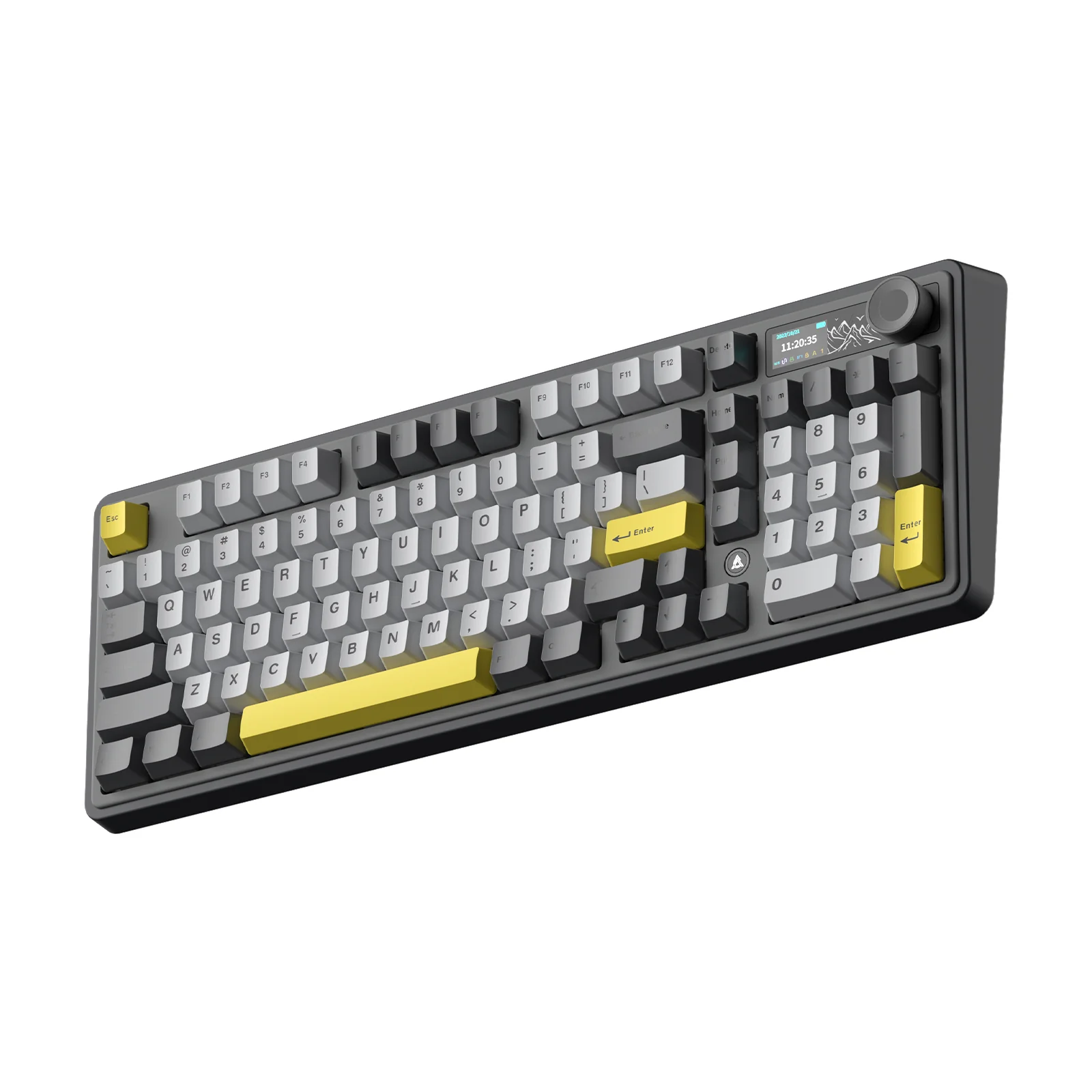 Ajazz AK980 RGB Tri-Mode 98% 97-Keys Gasket-Mounted Hot-Swappable Mechanical Keyboard with 1.14" TFT Display Screen & Knob (Black/Grey/Yellow) (Maillard Switch, Gift Switch V2) - Image 6