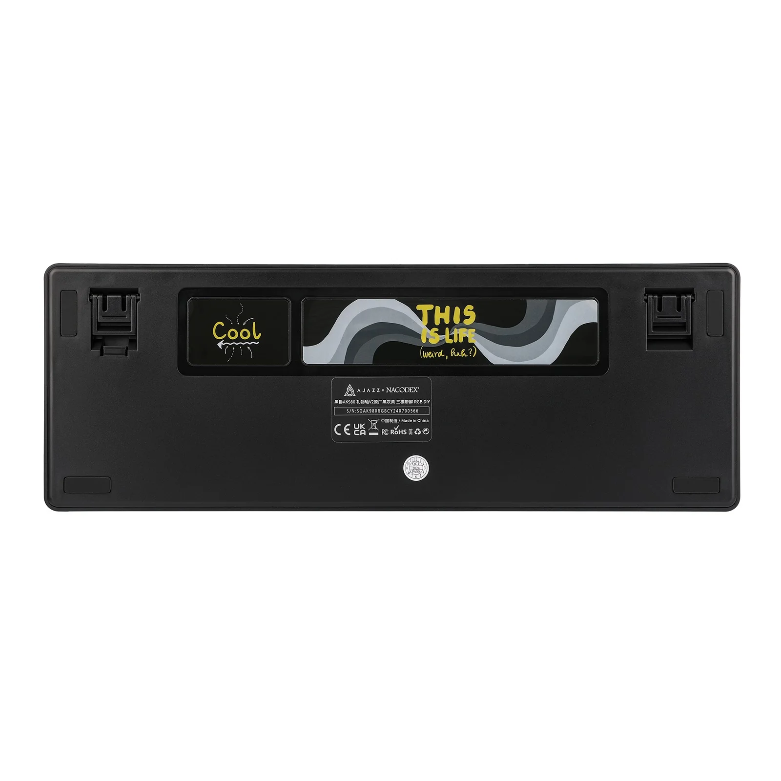 Ajazz AK980 RGB Tri-Mode 98% 97-Keys Gasket-Mounted Hot-Swappable Mechanical Keyboard with 1.14" TFT Display Screen & Knob (Black/Grey/Yellow) (Maillard Switch, Gift Switch V2) - Image 8