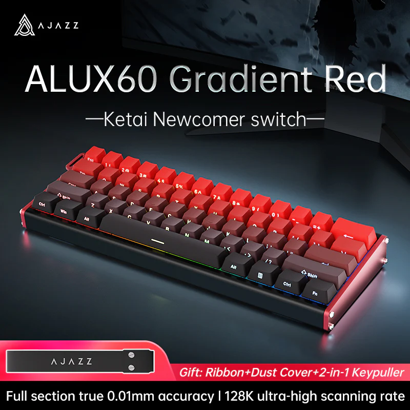 Ajazz ALUX60 RGB Wired 61-Keys Aluminum CNC Case Hot-Swappable Mechanical Keyboard (Gradient Side Engraving Lucky Strike) (Ketai Newcomer Magnetic Switch) - Image 7