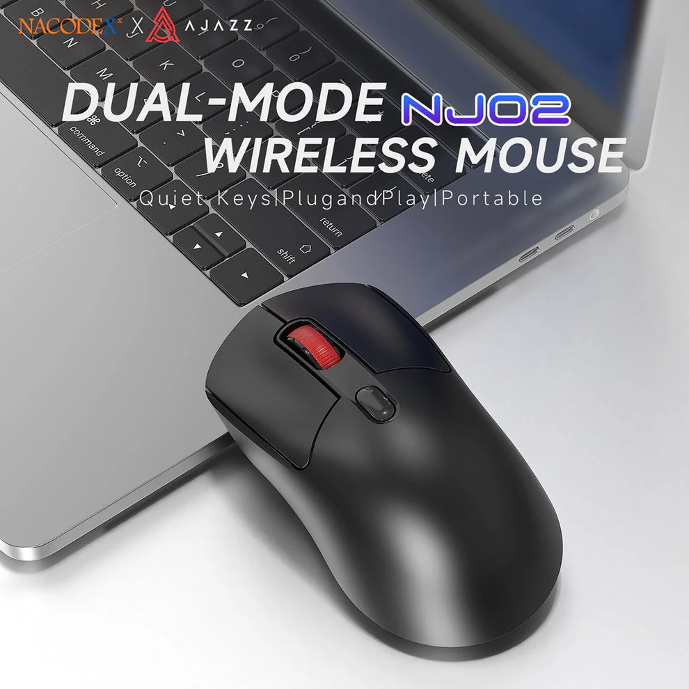 Nacodex x Ajazz NJ02 Wireless 2.4G/BT Dual-Mode Lightweight Mouse (Black) - Image 2