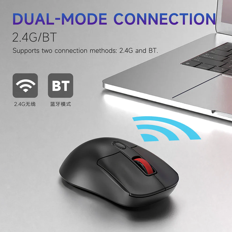 Nacodex x Ajazz NJ02 Wireless 2.4G/BT Dual-Mode Lightweight Mouse (Black) - Image 3