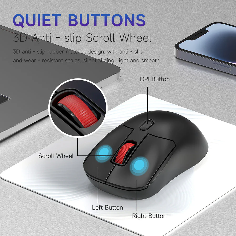 Nacodex x Ajazz NJ02 Wireless 2.4G/BT Dual-Mode Lightweight Mouse (Black) - Image 5
