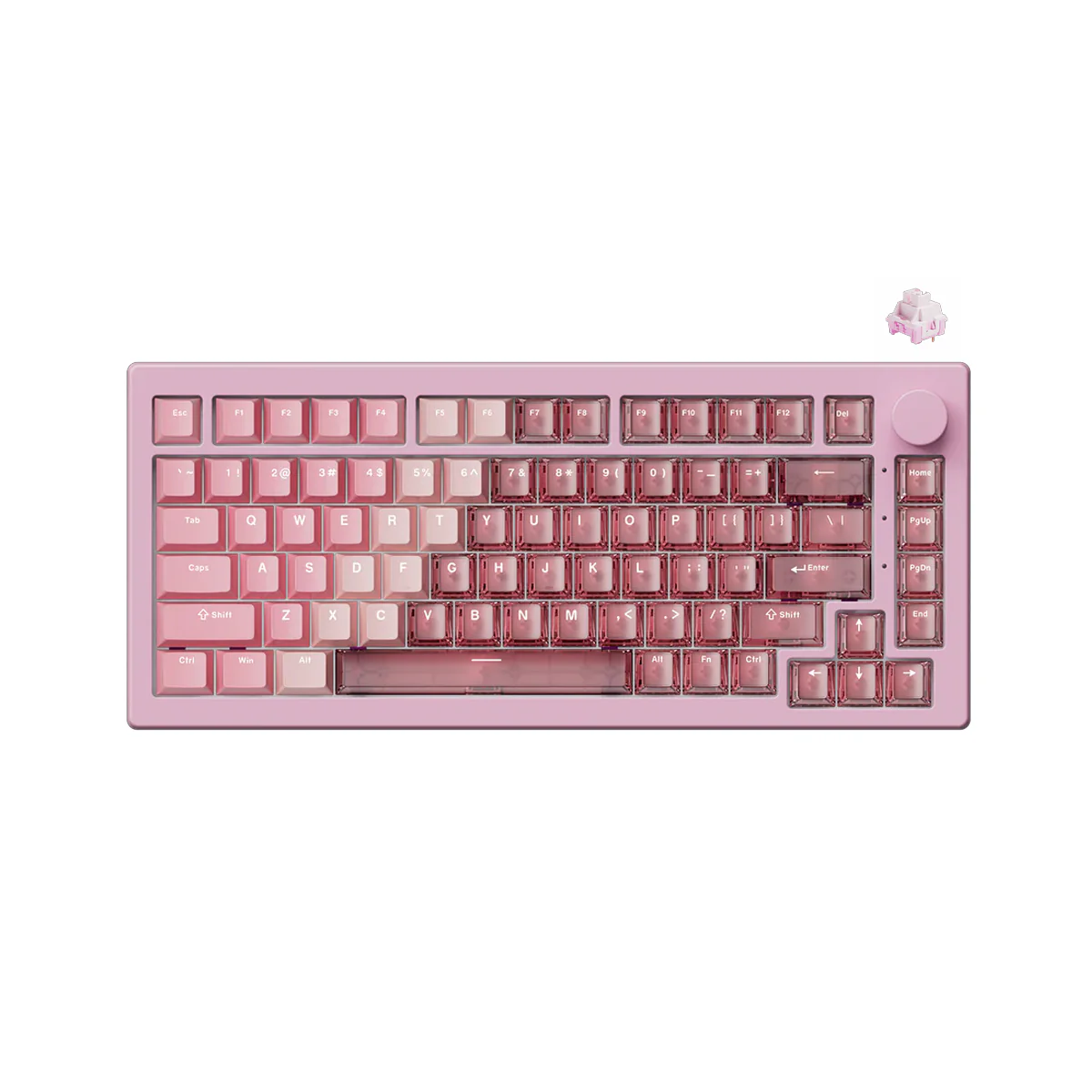 Akko 5075 V3 Multi-Mode RGB Hot-Swappable Mechanical Keyboard (Gradient Hybrid Pink Transparent) (Akko Frost Pink Switch) (013-003-087-04J-004) - Image 6
