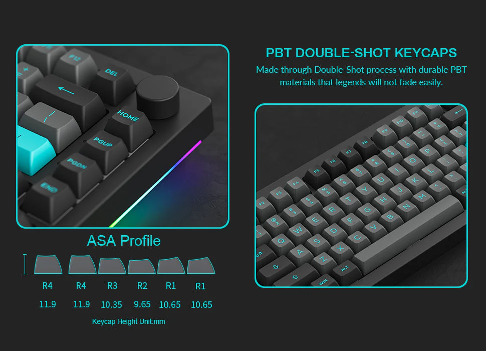 Akko Black & Cyan 5075B Plus Multi-Modes RGB Mechanical Keyboard (Akko CS Silver) - Image 11
