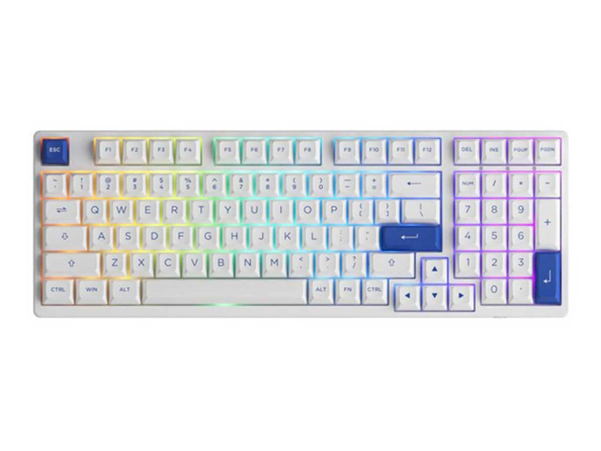Akko Blue & White 3098N Multi-Modes RGB Mechanical Keyboard (TTC Flame Red Switch) - Image 2