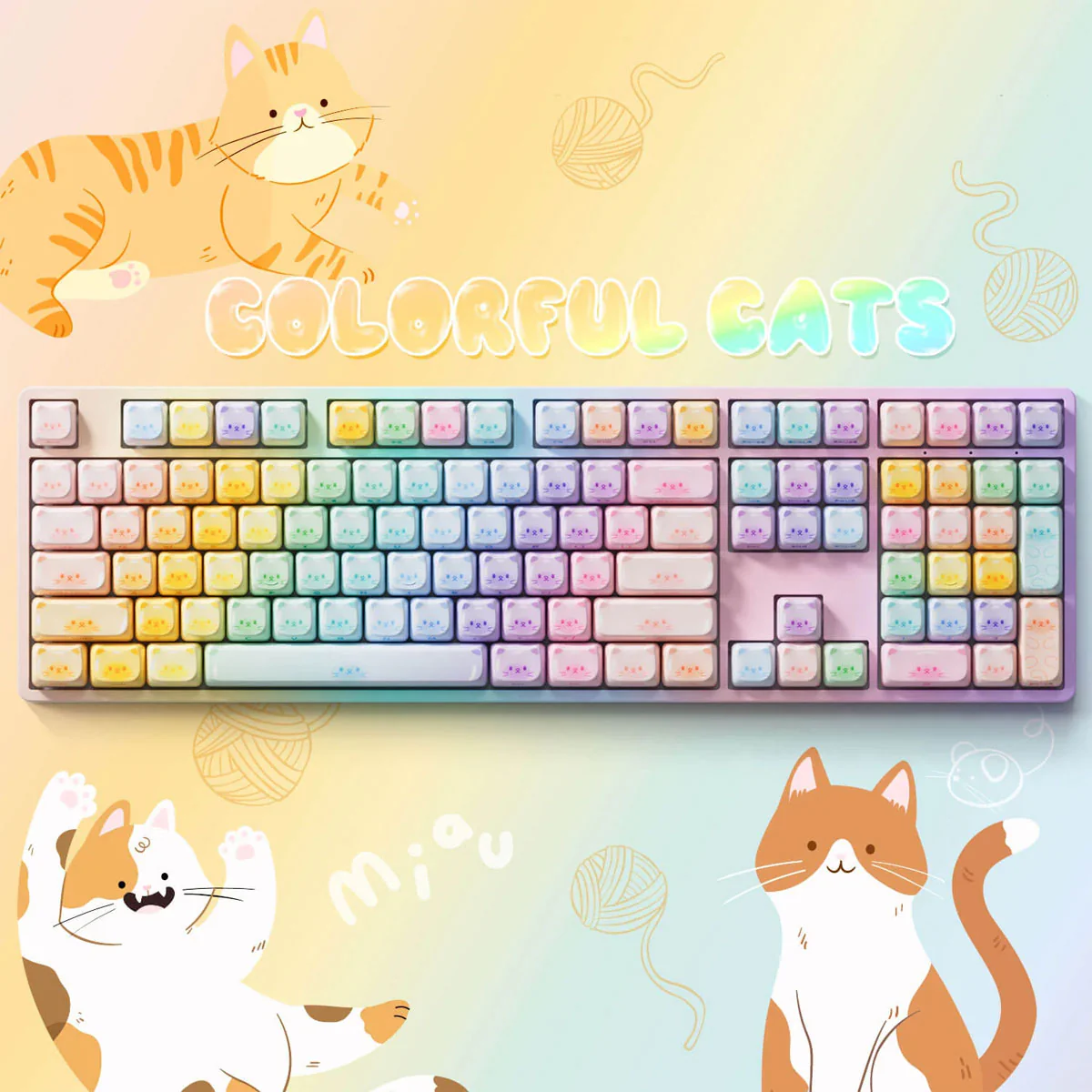 Akko Colorful Cats Keycap Set MAO Profile 142 Keys - Image 3