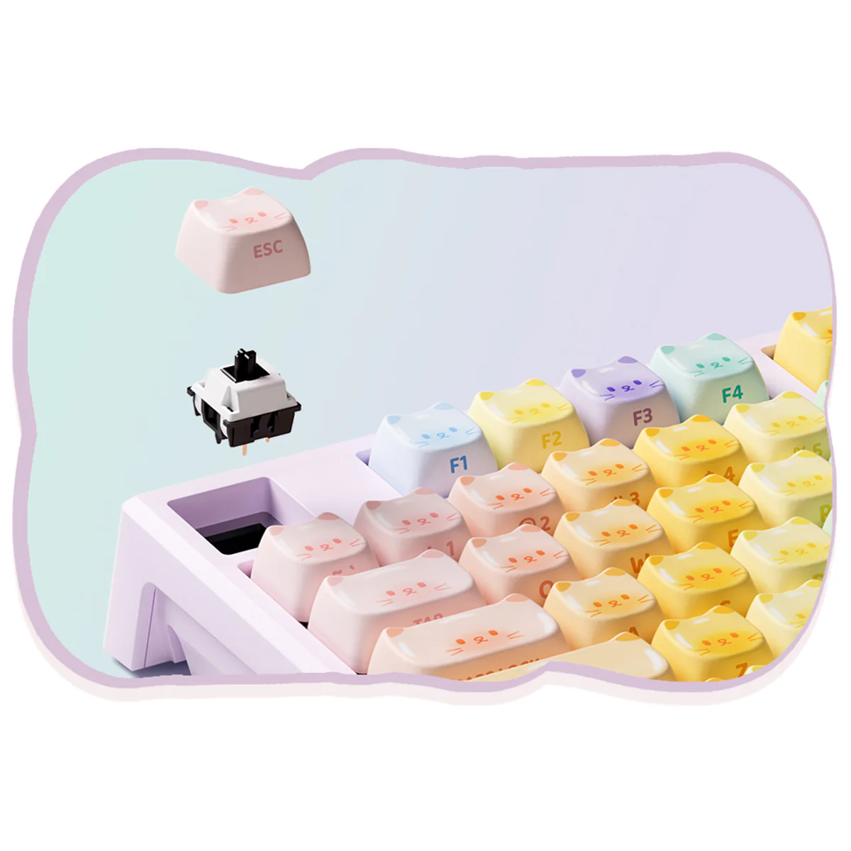 Akko x MonsGeek MG108B Colorful Cats Multi-Mode RGB Hot-Swappable Mechanical Keyboard (Akko V3 Piano Pro Switch) - Image 5