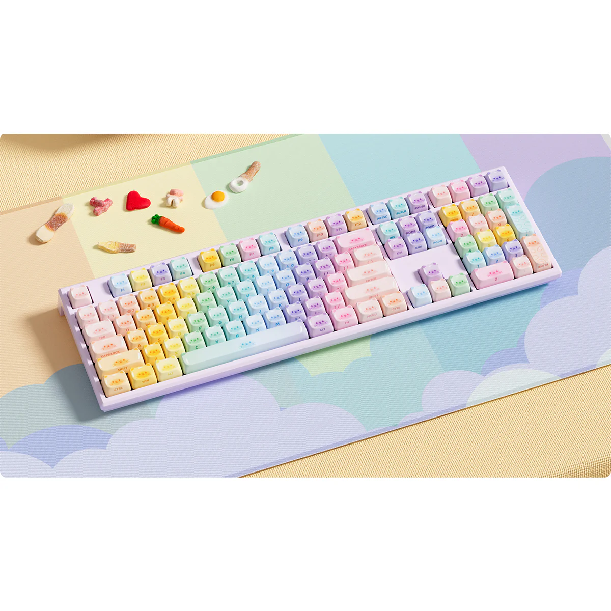 Akko x MonsGeek MG108B Colorful Cats Multi-Mode RGB Hot-Swappable Mechanical Keyboard (Akko V3 Piano Pro Switch) - Image 6
