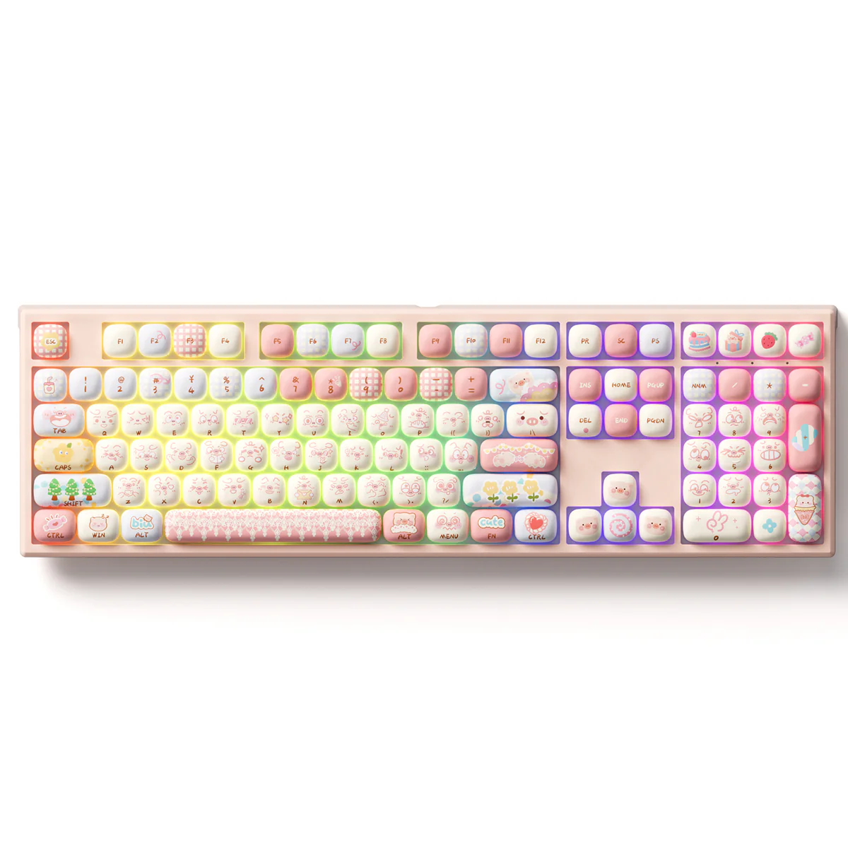 Akko x MonsGeek MG108B Piggy Party Multi-Mode RGB Hot-Swappable Mechanical Keyboard (Akko V3 Piano Pro Switch, Akko Creamy Cyan Switch) - Image 4