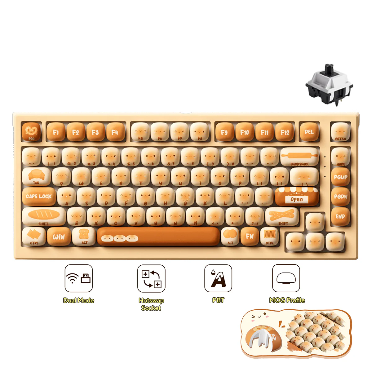 Akko x MonsGeek MG75W Bun Wonderland Dual-Mode Hot-Swappable Mechanical Keyboard (Akko V3 Piano Pro Switch, Akko Creamy Cyan Switch) - Image 2