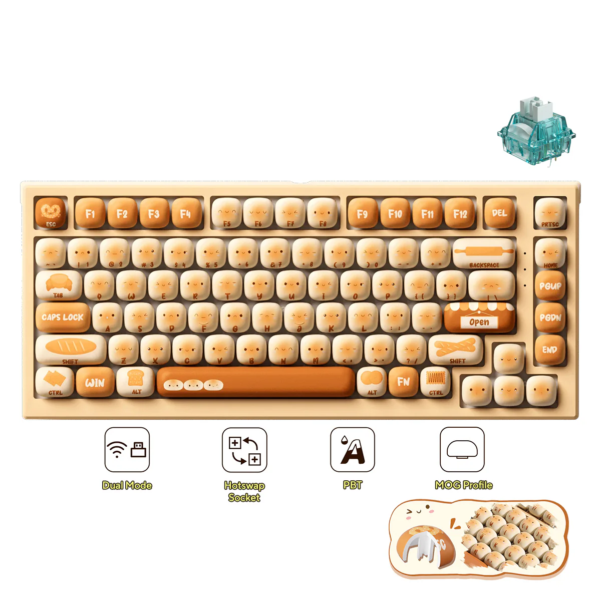 Akko x MonsGeek MG75W Bun Wonderland Dual-Mode Hot-Swappable Mechanical Keyboard (Akko V3 Piano Pro Switch, Akko Creamy Cyan Switch) - Image 3