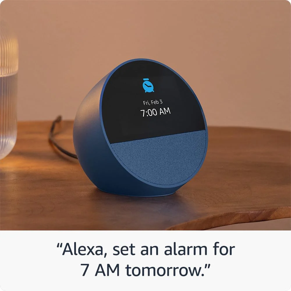 Amazon Echo Spot Smart Alarm Clock with Vibrant Sound and Alexa (Black, Ocean Blue, Glacier White) - Image 6