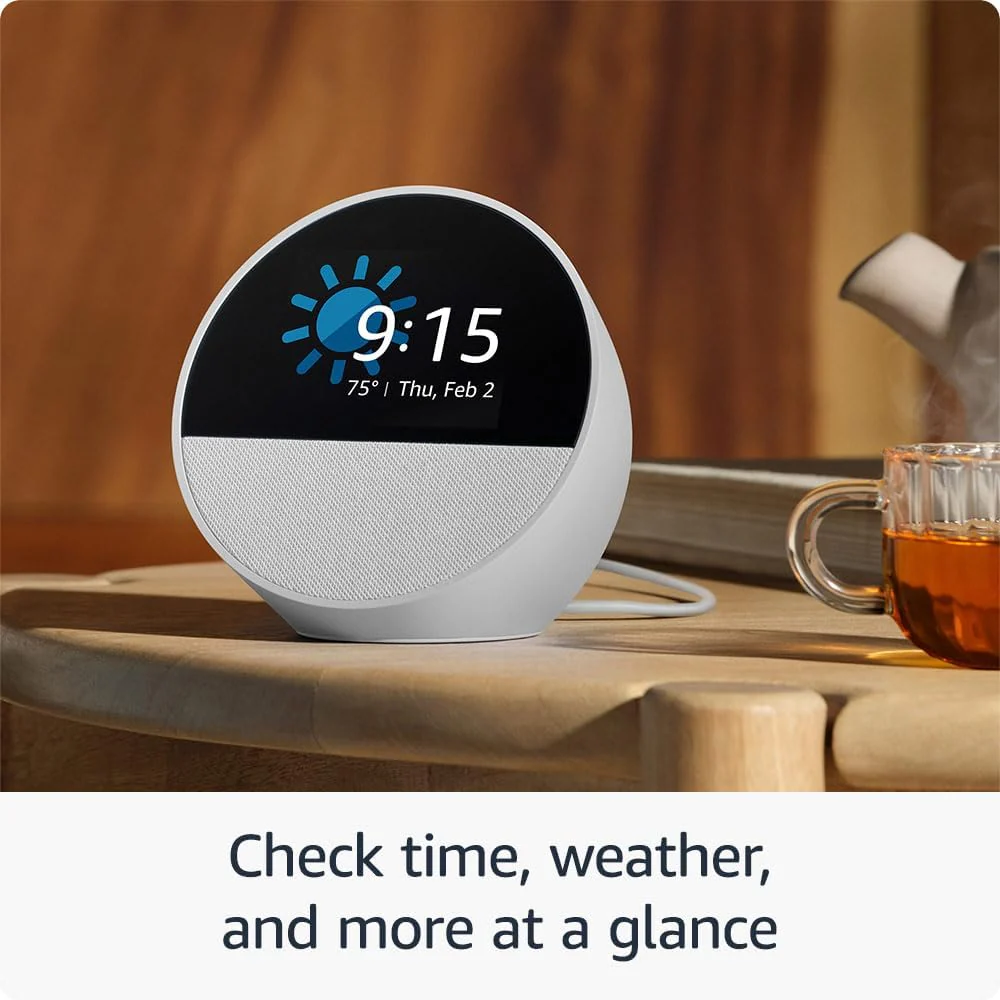Amazon Echo Spot Smart Alarm Clock with Vibrant Sound and Alexa (Black, Ocean Blue, Glacier White) - Image 9