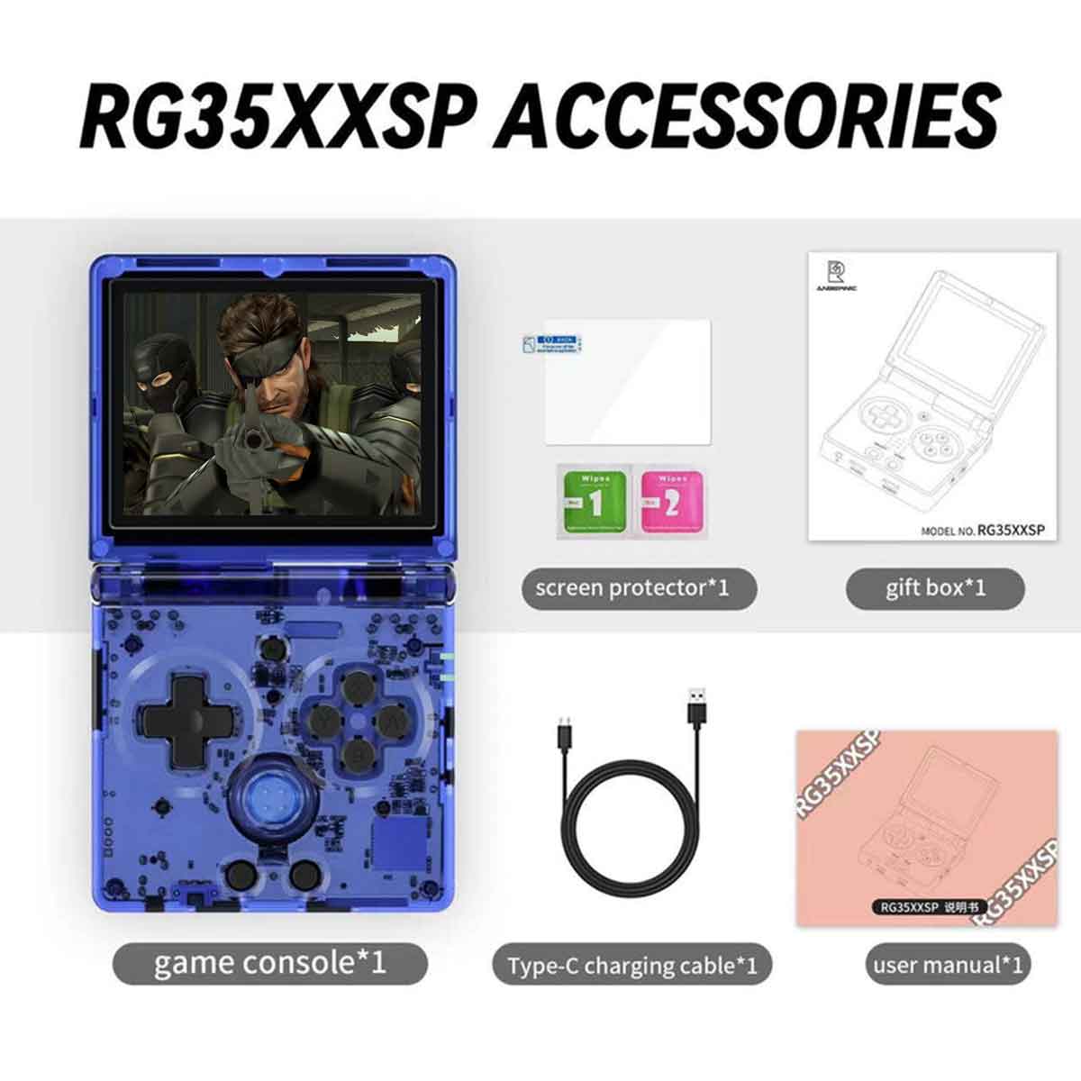 Anbernic RG35XXSP Retro Handheld Gaming Console (Black Transparent, Blue Transparent, Gray, Silver) - Image 5