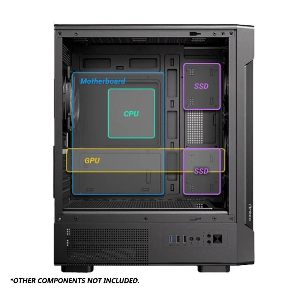 Antec VX300M ARGB Mini-Tower Tempered Glass Side Panel Gaming Case (Black) - Image 3