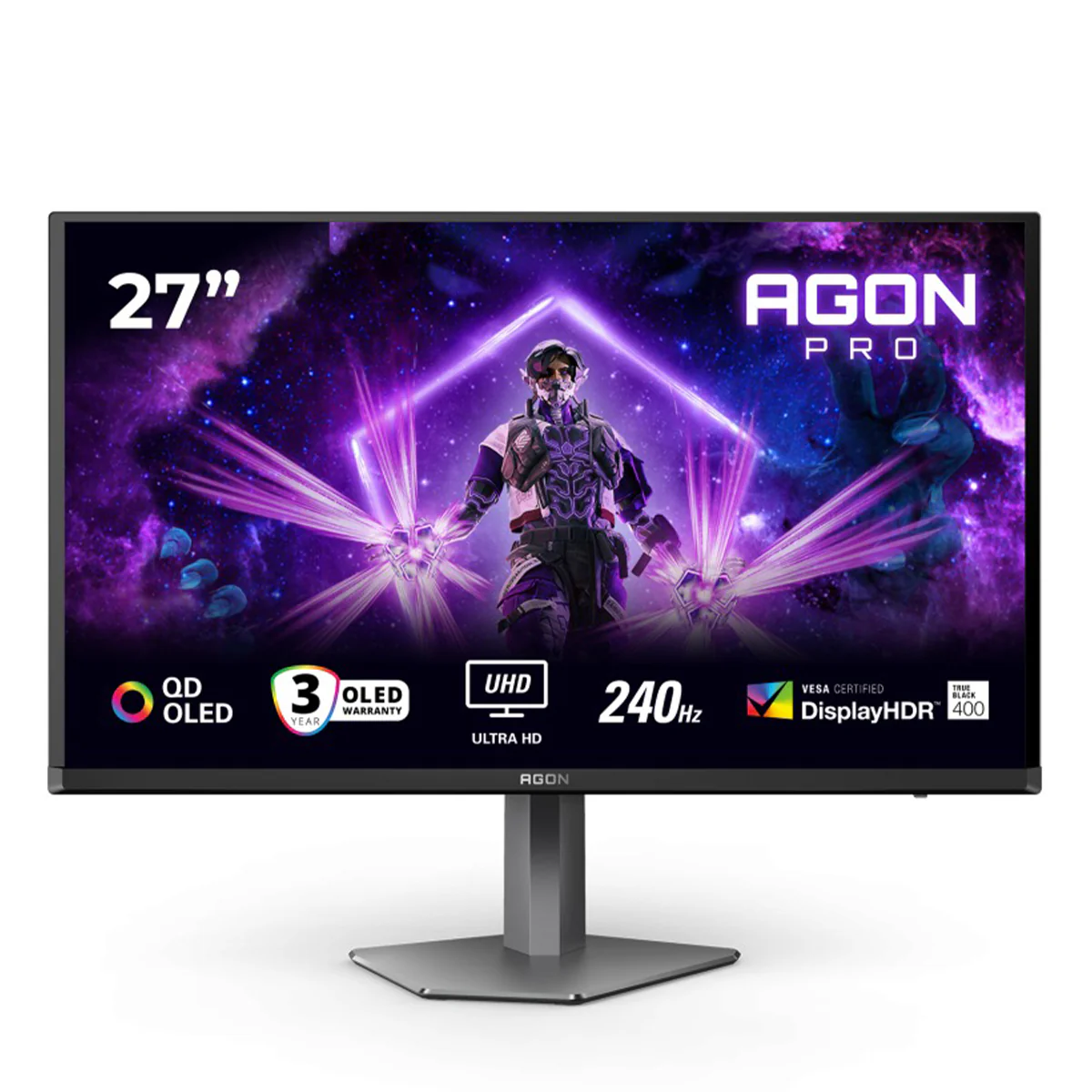 AOC Agon Pro AG276UZD 26.5" UHD (3840x2160) 240Hz 0.03ms GTG QD-OLED Gaming Monitor with Tilt, Height, Pivot & Swivel Adjustment (Black/Grey) - Image 12