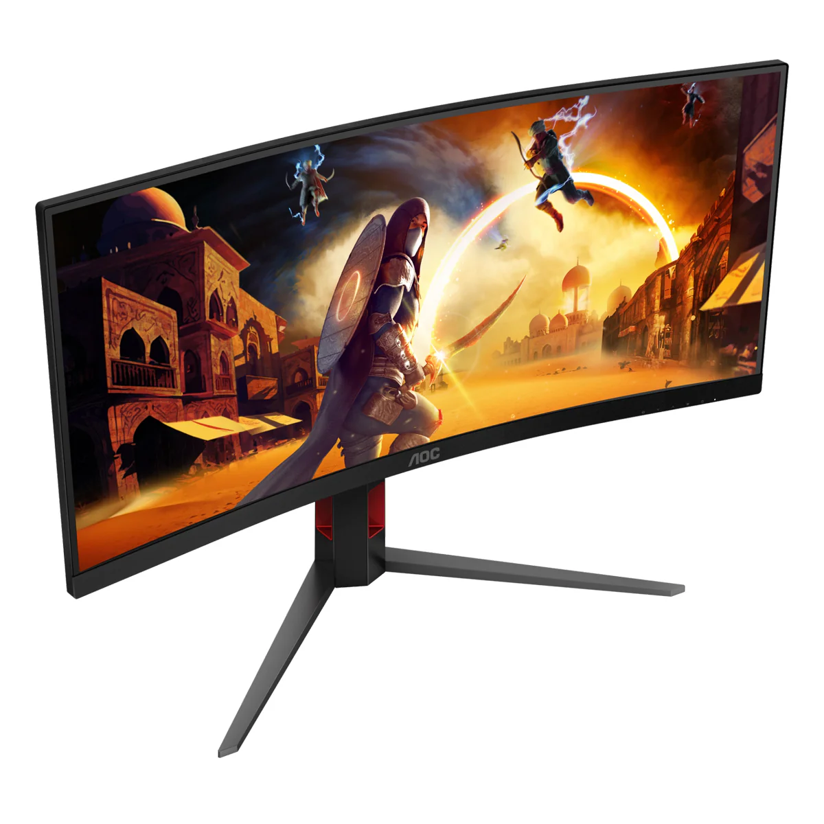 AOC CU34G4H/71 34" WQHD (3440x1440) 200Hz 0.3ms AdaptiveSync Fast VA Gaming Monitor With Height And Tilt Adjusment (Black/Red) - Image 12