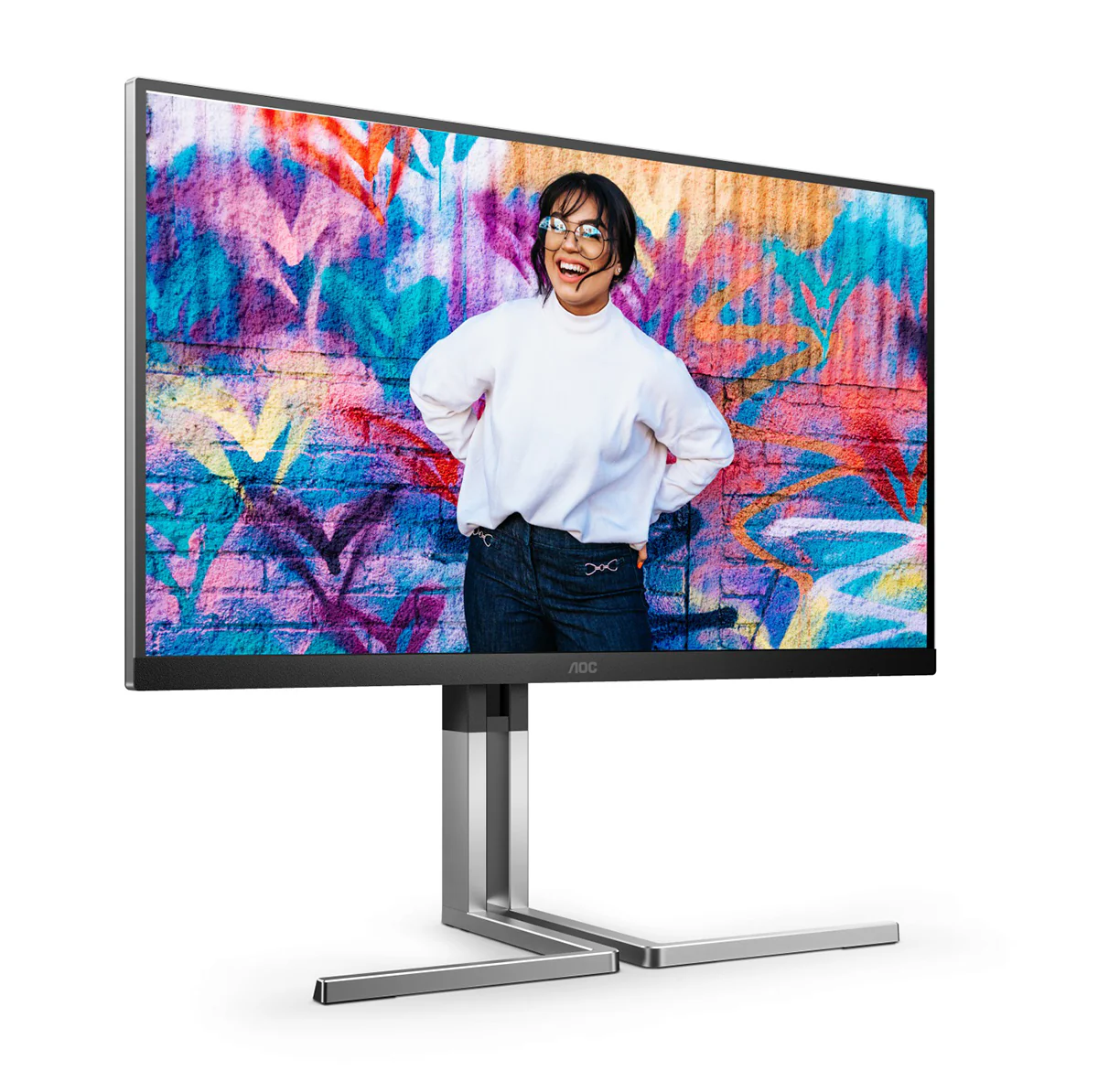 AOC Graphic Pro Q27U3CV/71 27" QHD (2560x1440) 75Hz 4ms GtG IPS QD 3-Sided Frameless Adaptive Sync Monitor (Black/Grey) - Image 2