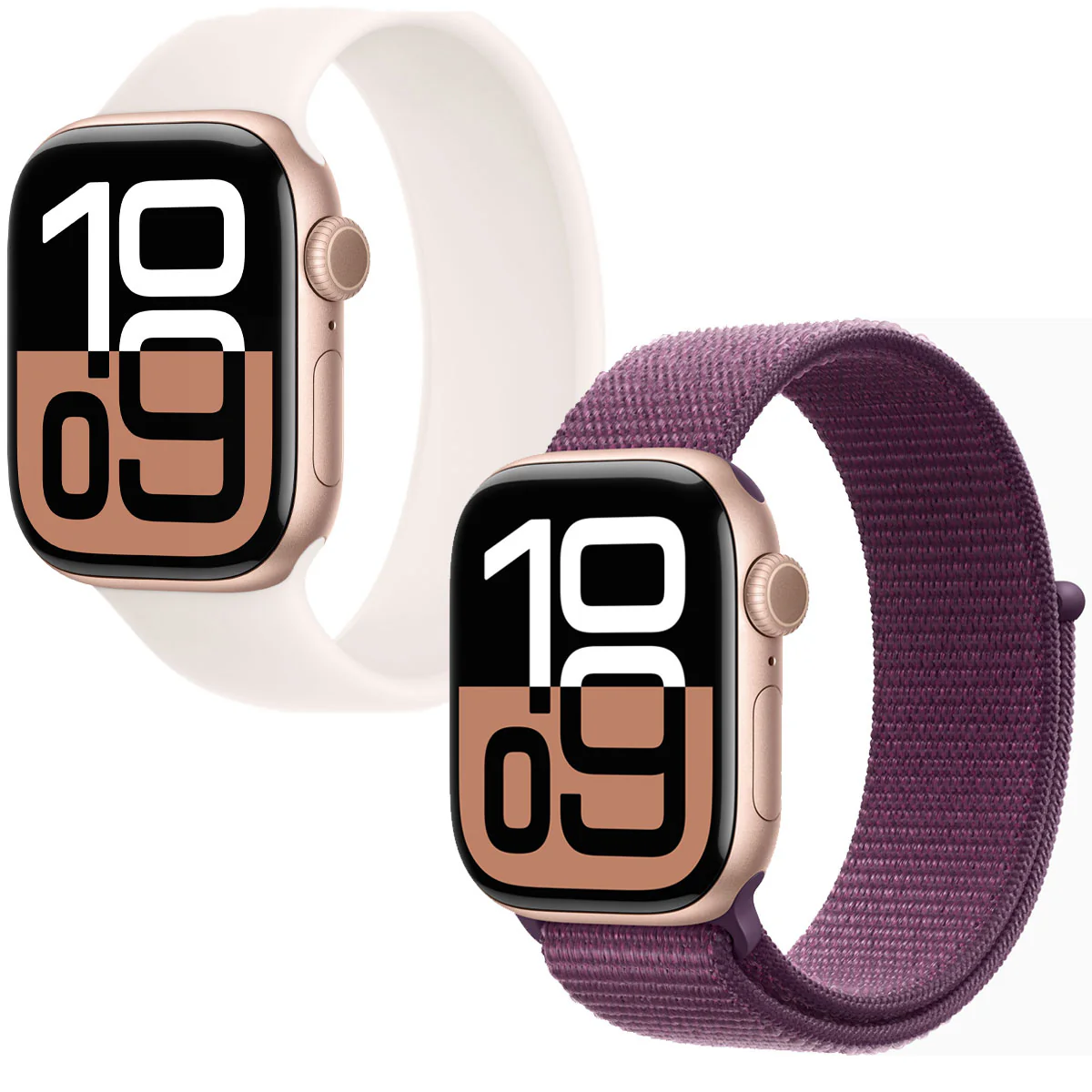 Apple Watch Series 10 GPS 42mm Aluminium Case - S/M (Rose Gold) (Light Blush Sport Band, Plum Sport Loop) (MWWH3ZP/A, MWWK3ZP/A) - Image 8