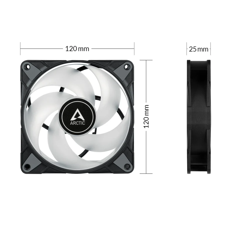 Arctic P12 PWM PST RGB 0dB Semi-Passive 120mm Single Fan with Analogue RGB (Black) (ACFAN00186A) - Image 4