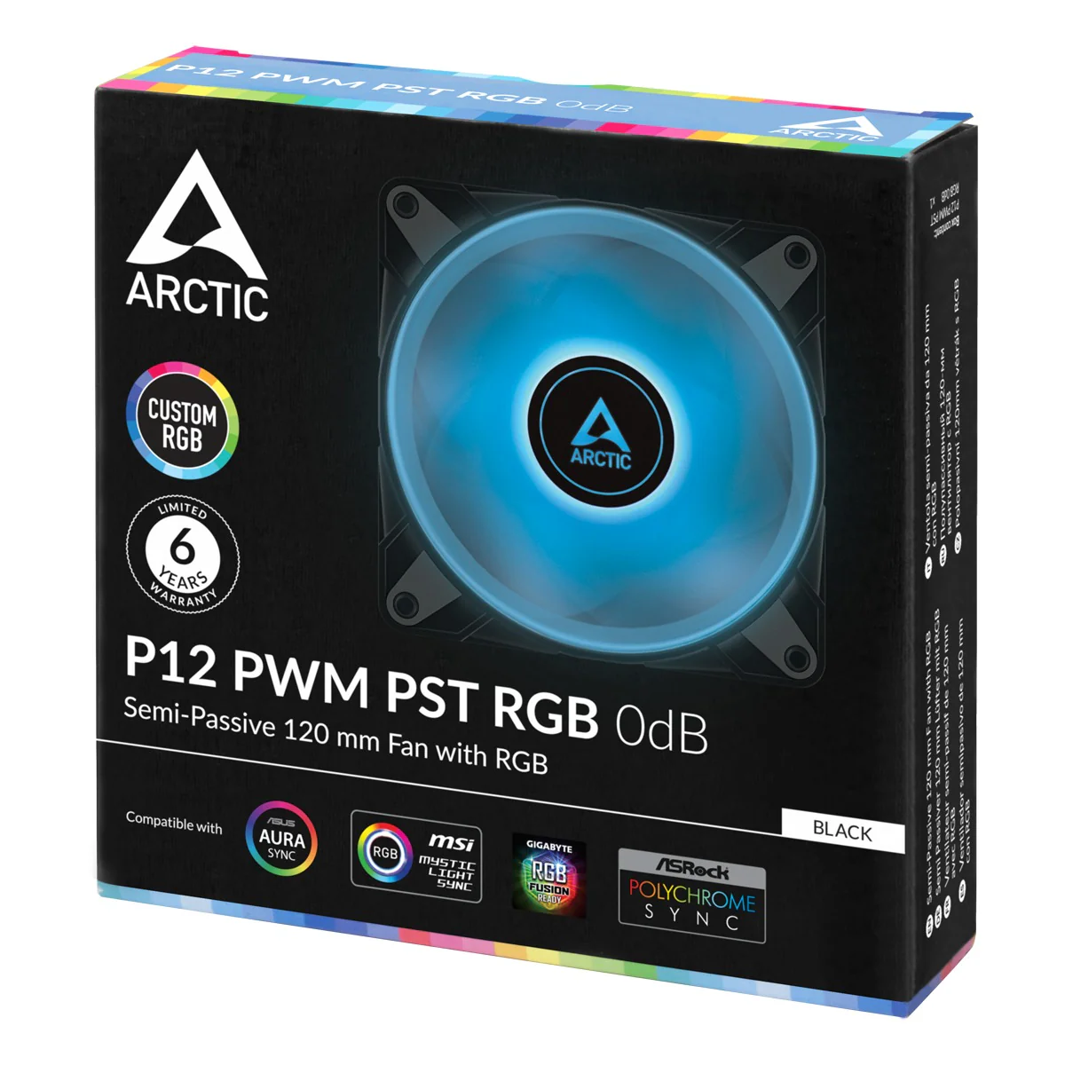 Arctic P12 PWM PST RGB 0dB Semi-Passive 120mm Single Fan with Analogue RGB (Black) (ACFAN00186A) - Image 5