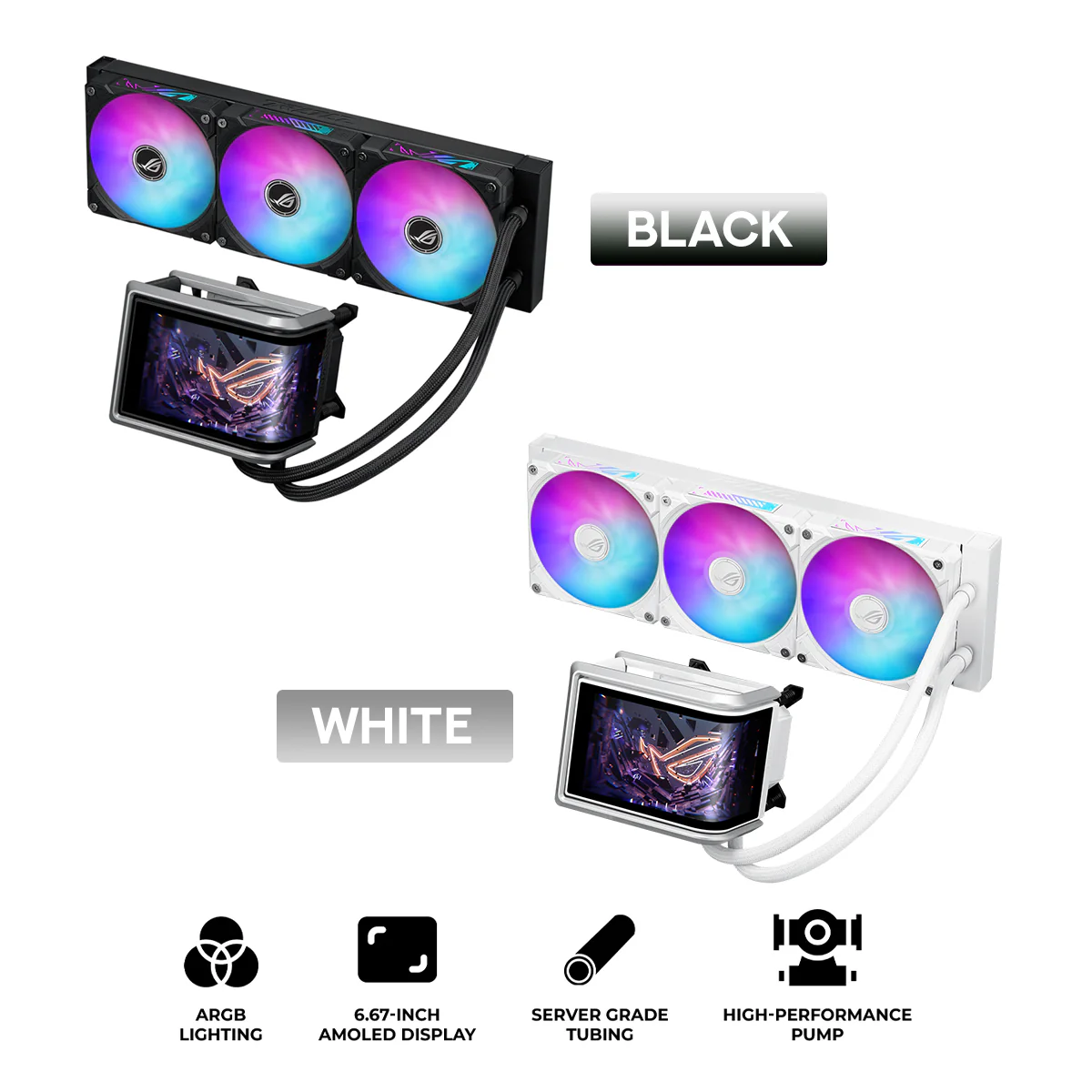 ASUS ROG Ryuo IV 360 ARGB CPU Liquid Cooler (Black, White)