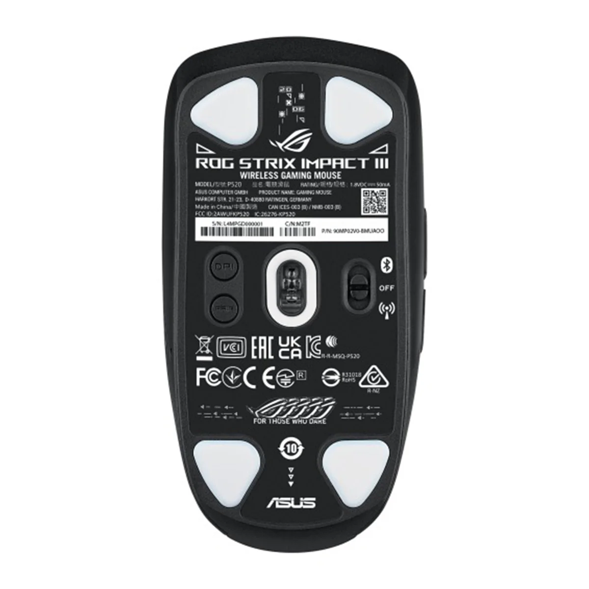 Asus ROG Strix Impact III Wireless Mouse P520 (Black, White) - Image 9