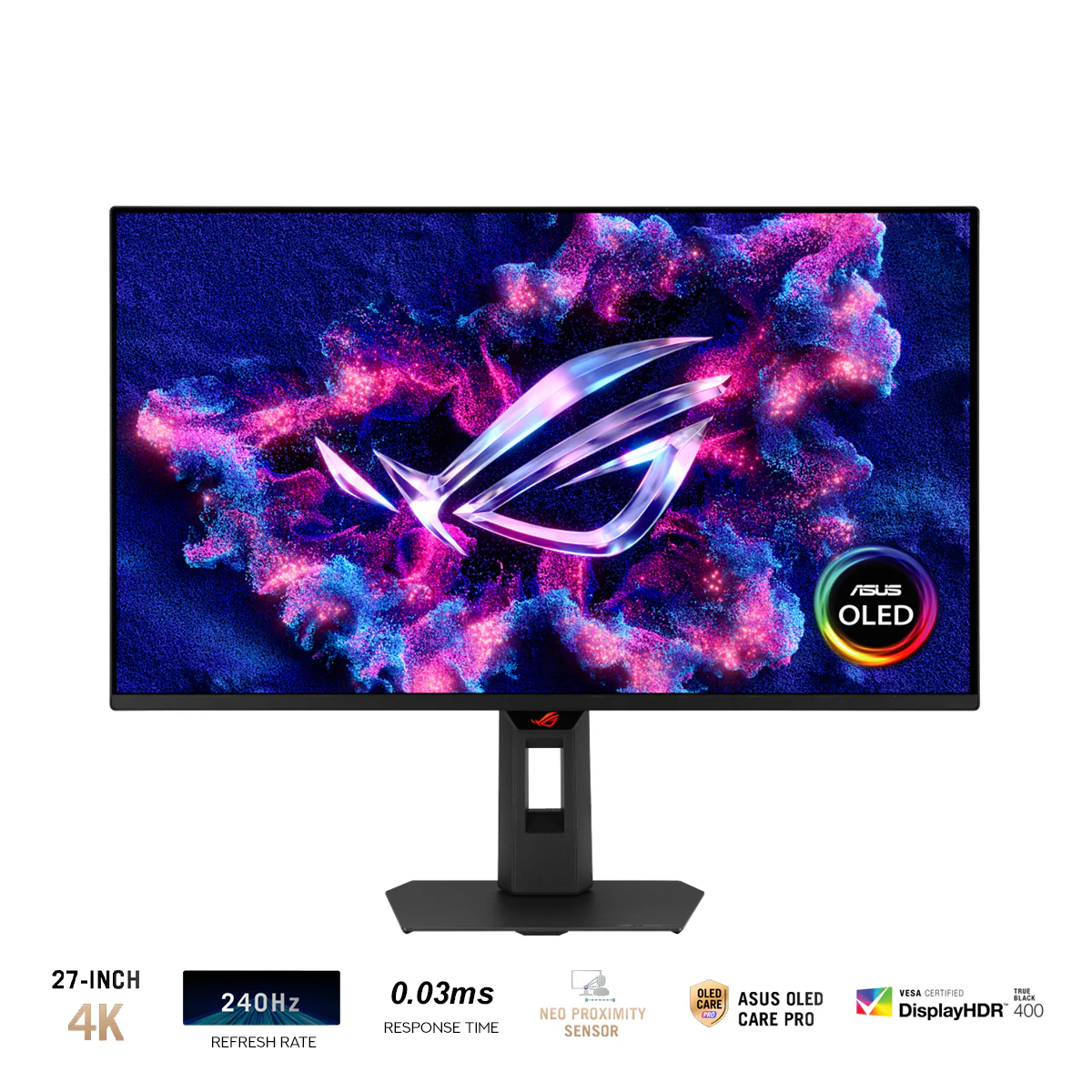 Asus ROG Strix OLED XG27UQDMS 27" 4K (3840x2160) 240Hz 0.03ms GTG Tandem QD-OLED Gaming Monitor with Tilt/ Height/ Swivel/ Pivot Adjustment