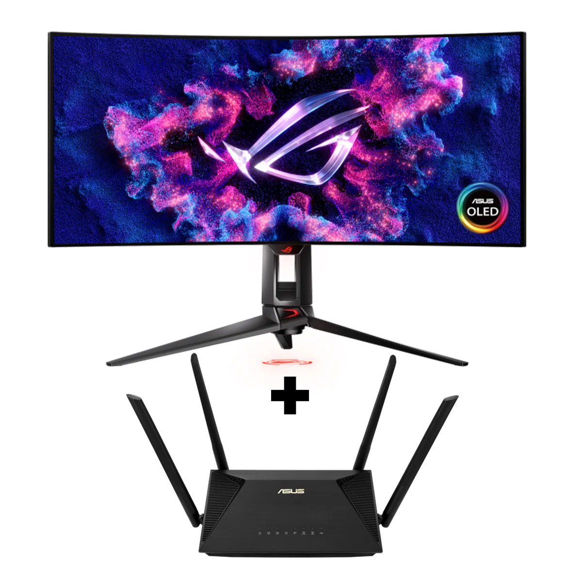 Asus ROG Swift OLED PG34WCDM 34" UWQHD (3440X1440) 240HZ 0.03MS GTG Ultra-Wide Curved Gaming Monitor | Asus AX1800 Dual Band Smart WiFi 6 Router (RT-AX53U) Bundle - Image 12