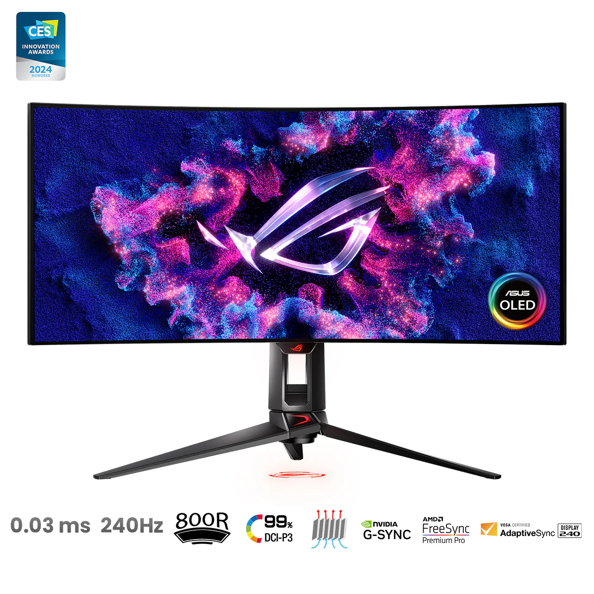 Asus ROG Swift OLED PG34WCDM 34" UWQHD (3440X1440) 240HZ 0.03MS GTG Ultra-Wide Curved Gaming Monitor | Asus AX1800 Dual Band Smart WiFi 6 Router (RT-AX53U) Bundle - Image 2