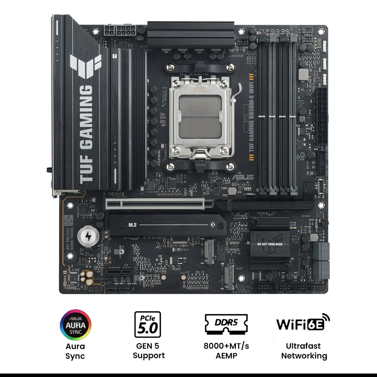 ASUS TUF Gaming B850M-E Wifi DDR5 Motherboard + G.Skill Trident Z5 Neo RGB DDR5 48GB (2x24GB) 6000 MT/s CL28-36-36-96 1.35V AMD EXPO Desktop Memory (Matte Black) (F5-6000J2836F24GX2-TZ5NR) - Image 2