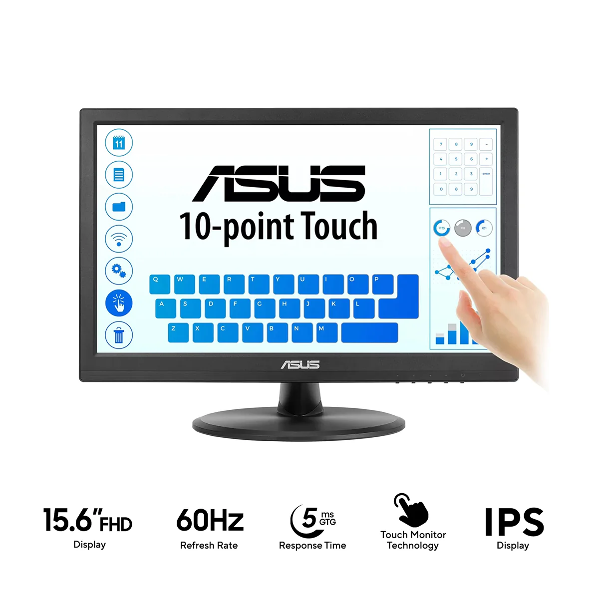 Asus VT169HE 15.6" FHD (1920x1080) 60Hz 5ms(GTG) IPS Touch Monitor with Tilt Adjustment