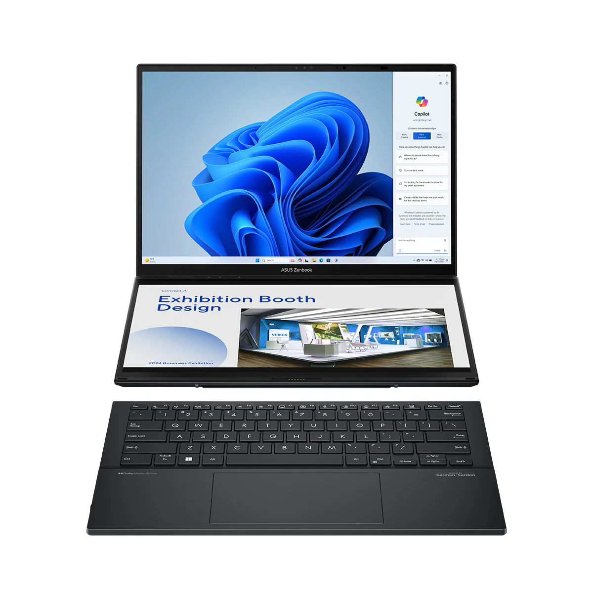 Asus Zenbook Duo 14 OLED UX8406CA-PZ165WSM Laptop (Inkwell Gray) | 14" 3K (2880x1800) | Ultra 9 285H | 32GB RAM | 1TB SSD | Intel Arc Graphics | Windows 11 Home | MS Office Home & Student 2024 + MS 365 Basic + Asus AP4600 Backpack - Image 2