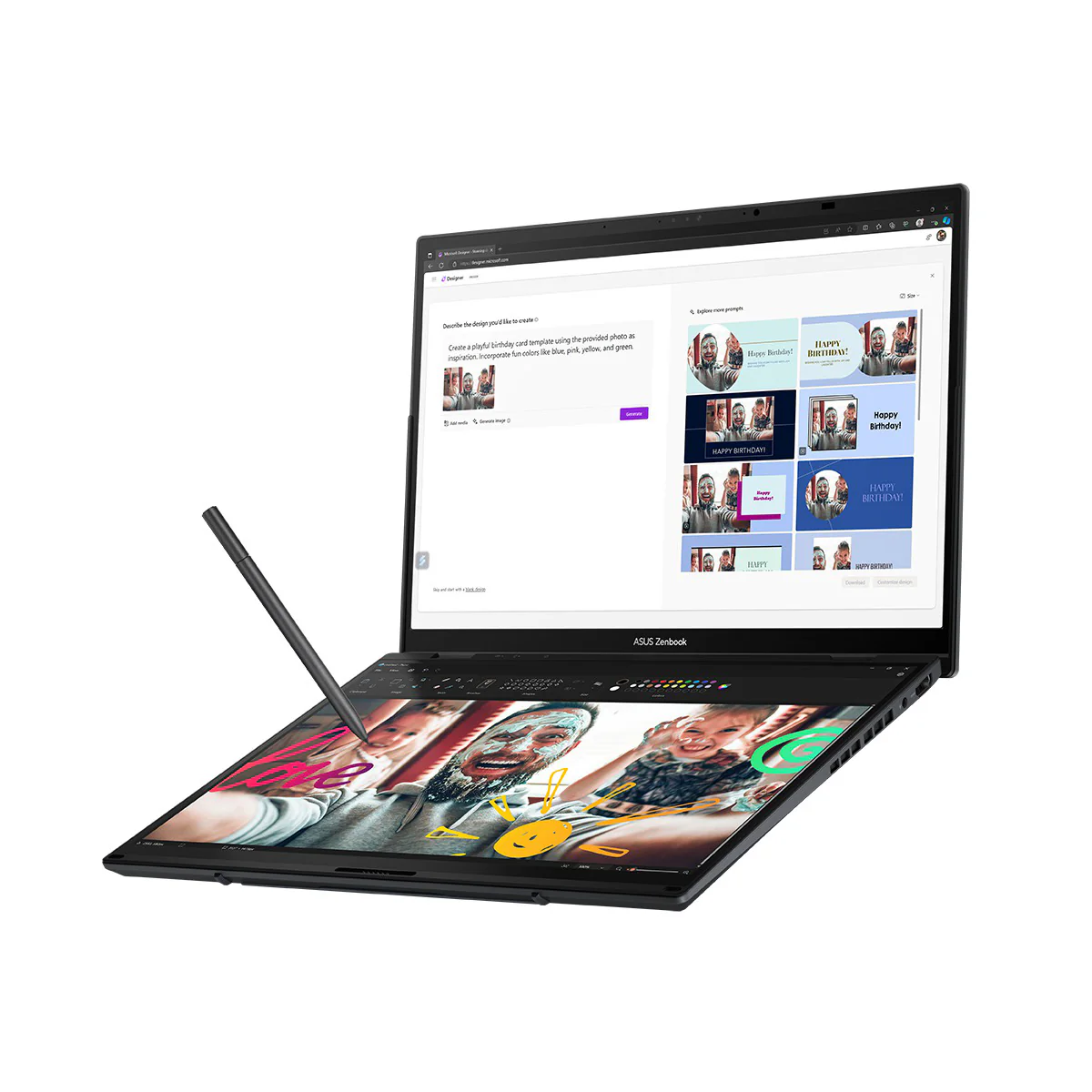 Asus Zenbook Duo 14 OLED UX8406CA-PZ165WSM Laptop (Inkwell Gray) | 14" 3K (2880x1800) | Ultra 9 285H | 32GB RAM | 1TB SSD | Intel Arc Graphics | Windows 11 Home | MS Office Home & Student 2024 + MS 365 Basic + Asus AP4600 Backpack - Image 3