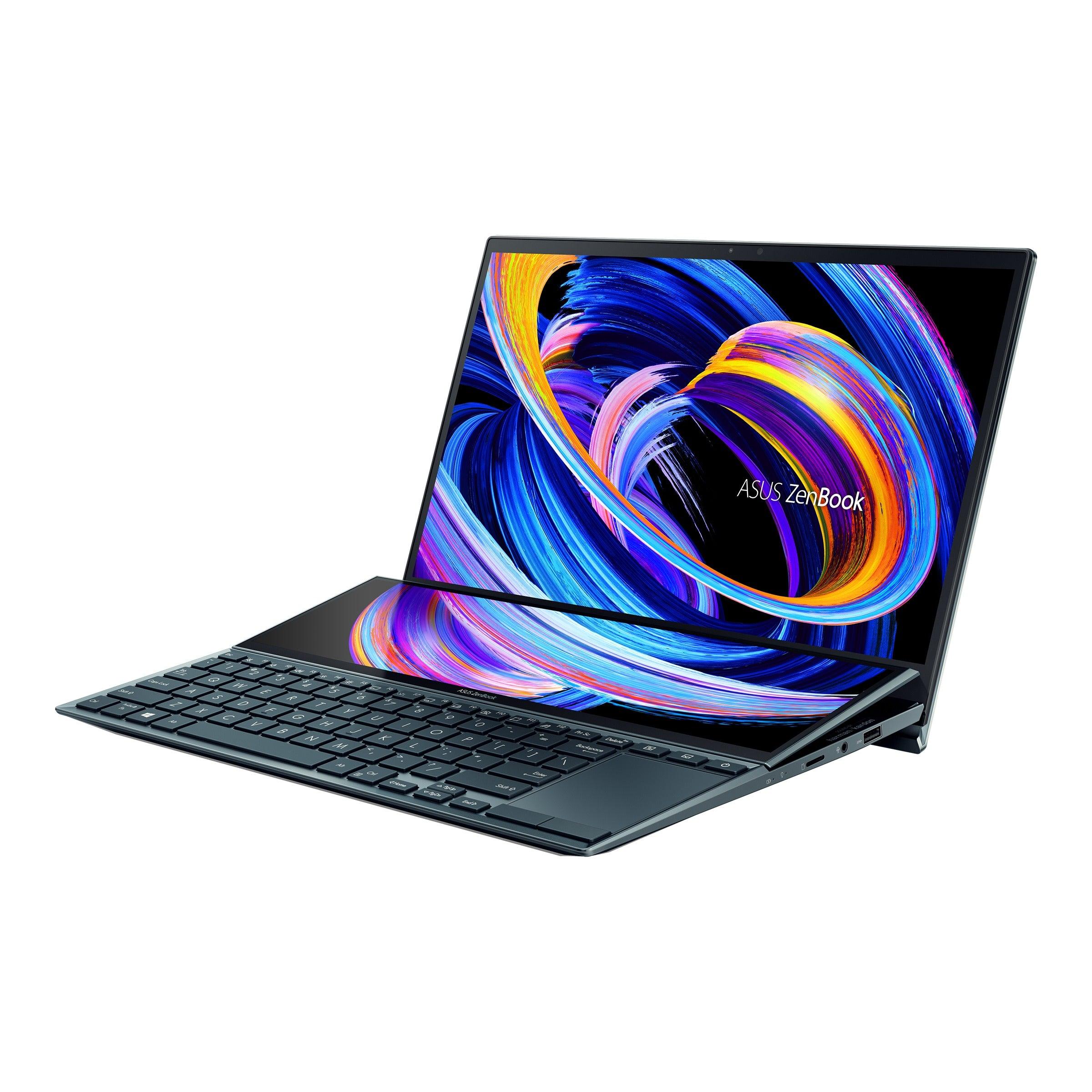 Asus Zenbook Duo 14 UX482EAR-HY341WS Touchscreen Laptop (Celestial Blue) | 14" FHD |  i5-1155G7 | 16GB LPDDR4X | 512GB SSD | Iris Xᵉ Graphics | Windows 11 Home | MS Office H&S 2021 | Sleeve | Stand | Stylus Pen - Image 2